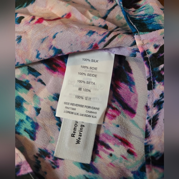 J. Crew Multicolor Watercolor Silk Strappy Flowy Blouse Size 0 - Picture 7 of 8